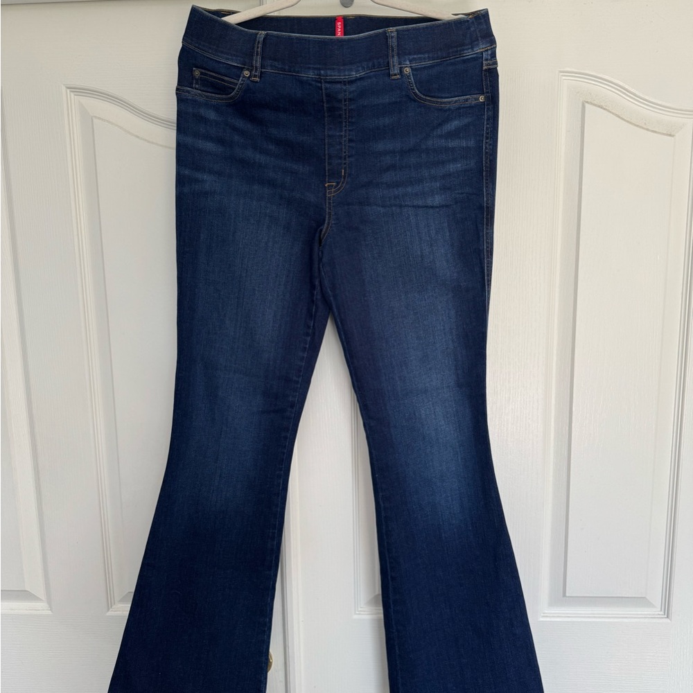 SPANX Blue Flare Wide Leg Jeans with Stretch Fabric